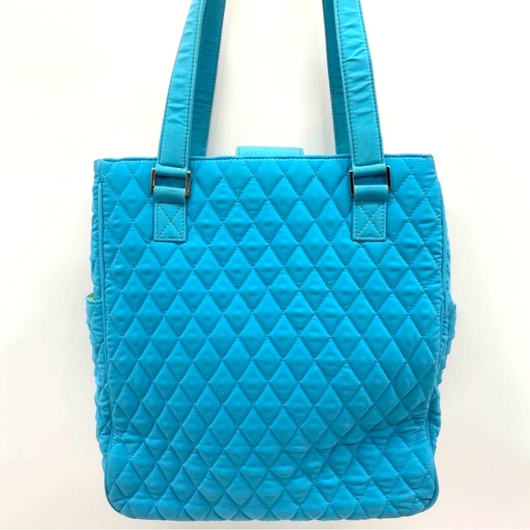NWTS-Vera Bradley’s Tote Quilted Turquoise blue & lime green signature lining - Picture 5 of 7